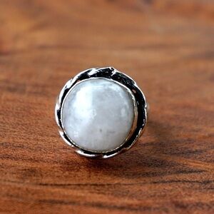 Natural Rainbow Moonstone 925 Sterling Silver Plated Ring Size 5